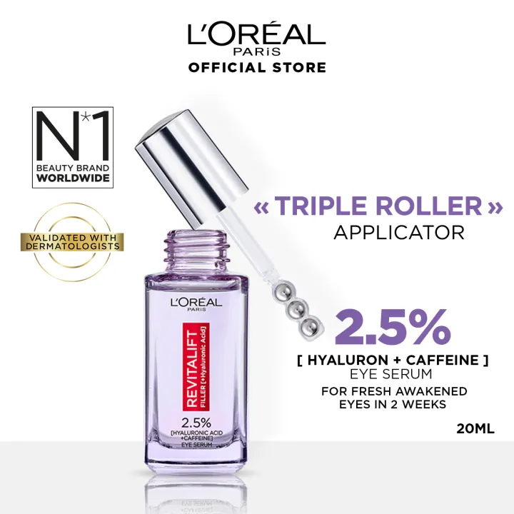BARU! L'Oreal Paris Triple Roller 2.5 Hyaluron + Caffein Eye Serum