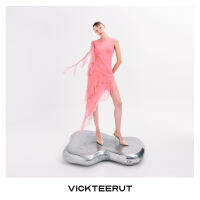 VICKTEERUT (ราคาปกติ 18,500-.) Sleeveless Asymetrical Dress with Ruffle Detailเดรสแขนกุด ไหมชีฟอง ตกแต่งระบาย