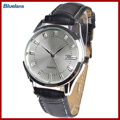 Bluelans®ผู้ชาย Vintage วันที่ปฏิทินหมุนหมายเลข Faux หนังธุรกิจนาฬิกาข้อมืออะนาล็อกควอตซ์นาฬิกา