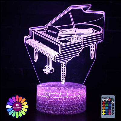 2021LED Lamp Creative 3D Musical Instruments Headset Bedroom Decor Bedside Table Lamp Touch Remote Control Night Light Gift