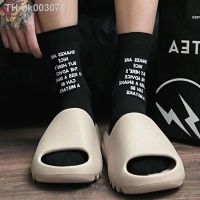 ▽ Summer Thin Black White Letter Printed Socks Women Personality Dark Gothic Vintage Middle Tube Socks Casual Sport Pile Socks