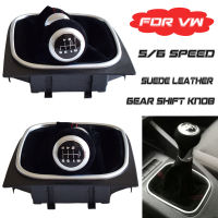 หนังนิ่มสีดำ MT เกียร์ Shift Knob Lever Shifter พร้อม Gaiter Boot สำหรับ Volkswagen VW Golf 5 6 MK5 MK6 R32 GTI 2004-2009