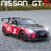 1:22 Nissan GTR โมเดลรถโลหะผสมรถ Diecast ไฟ &amp; เสียงประกอบของเล่นสำหรับเด็กผู้ชายของขวัญวันเกิดคอลเลกชันรถ Kids Toys