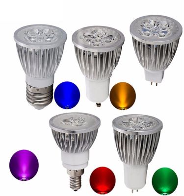 LED Lampada 3W 4W 5W 7W GU10 MR16 GU5.3 E27 E14 LED Bulb 110V 220V 12V Led Spotlight Red Blue Green Yellow LED Lamp