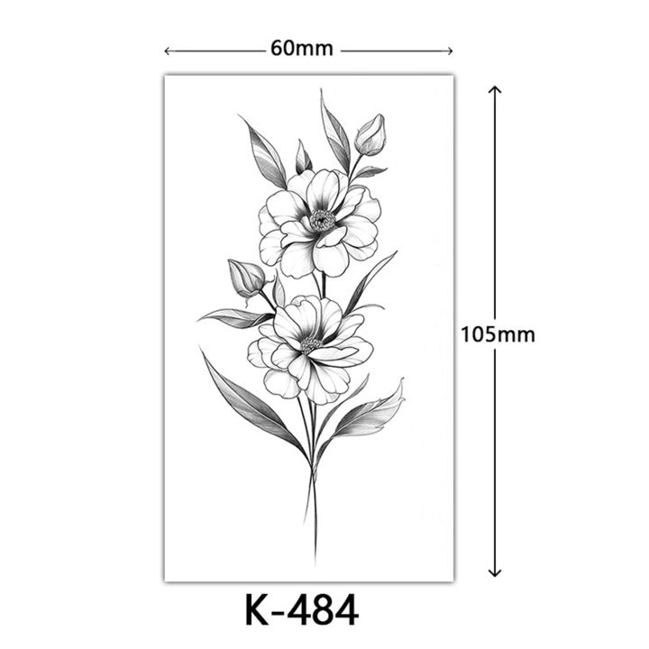 สติกเกอร์รอยสักดอกไม้สำหรับเด็กผู้หญิงแบบเซ็กซี่ลึกลับสักศิลปะบนร่างกายสติกเกอร์รอยสักสำหรับวัยรุ่นแทททูอย่างรวดเร็ว