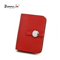 Donna-in Red Bank Card Holder for Woman Real Leather High Quality Business Card Case Protective Card in Hand Card Holders