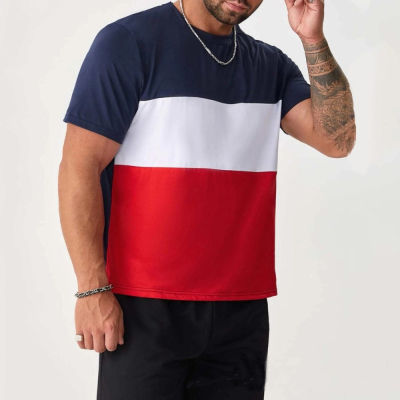 Plus Size Summer Men S Round Neck Loose Striped Short Sleeve T-Shirt
