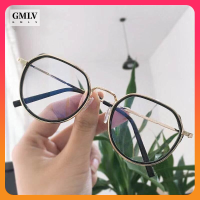 GMLV แว่นตาป้องกันรังสีสำหรับผู้หญิง แว่นตาเหลี่ยม แว่นตานักเรียนสไตล์เกาหลีแว่นสายตาโลหะ