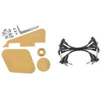 1Set Cream Pickguard /Cavity /Switch Covers/Pickup Selector Plate &amp; 6 x Electric Guitar Cables 6 Inch 1/4 Right Angle