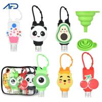 6pcs Cartoon Mini Hand Sanitizer with Funnel Portable Hand Gel Holder Split Bottle Detachable Cover Liquid Soap Dispenser Bottle