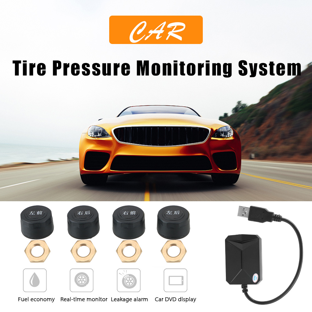 Car & Motorcycle USB Tire Pressure Monitor System TPMS Internal Sensors for Android Car Navigation Display 