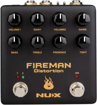 NUX Fireman Distortion Effect Pedal Dual Channel Brown Sound