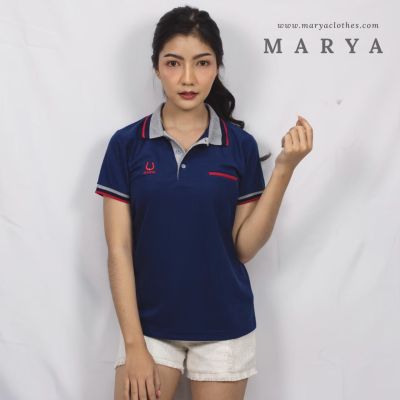 MARYA MAY เสื้อ เสื้อโปโลหญิงสีกรมท่า เนื้อผ้าทอพิเศษ ผลิตจากผ้า TK MICRO ผ้านิ่มใส่สบาย ไม่ร้อน ไม่ยืด ไม่ย้วย ใส่ทรงสวย