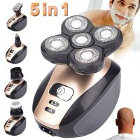 ZZOOI 5 in 1 4D Rechargeable Electric Shaver Five Floating Heads Razors Hair Clipper Nose Ear Hair Trimmer Men Facial Cleaning Brush