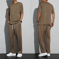 ✱▣❇ New Ice Silk Casual Suit Male Ins Tide Brand Straight Pleated Sports Pants Summer Thin Section Handsome Drape Suit Mens Clothing