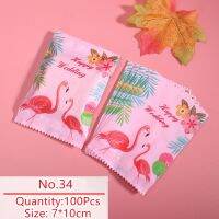 100pcs/lot Soap Biscuits Packaging Bag Hawaiian style Pink Romantic Flamingo Tropical Trees Decor Birthday Party Gift Wrapping Gift Wrapping  Bags