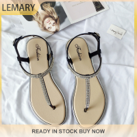 Lemary รองเท้าแตะผู้หญิงสไตล์โรมันกันลื่นแฟชั่นแนวเกาหลี,รองเท้าส้นแบนนุ่มเงางามสำหรับผู้หญิง