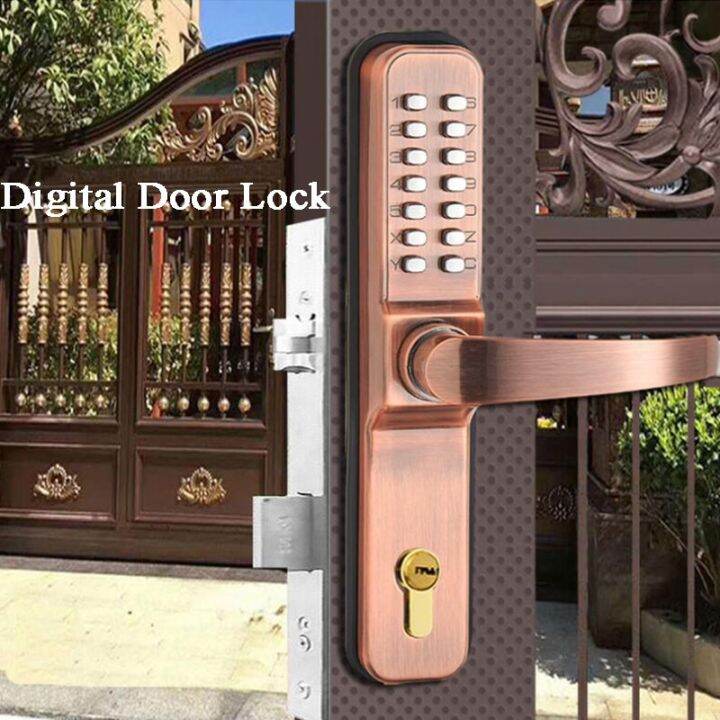 Waterproof Villa Lock Smart Digital Door Lock Keypad Mechanical Key