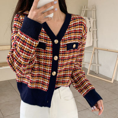 Womens Korean Fashion New Korean Loose Long-sleeved Knit Sweater Cardigans Outwear Coat