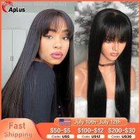 Straight Lace Front Wigs With Bangs Fringe Lace Front Human Hair Wigs For Women Brazilian 13x4 HD Lace Frontal Wig With Bangs [ Hot sell ] men Shose Center