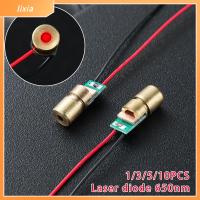 LIXIA 1/3/5/10pc ขายดี หัวทองแดง สายตาสีแดง เลเซอร์ปรับได้ โมดูลไดโอดจุด 650nm 6mm 3V เลเซอร์ไดโอด