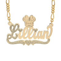 Customized Kids Cartoon Name Necklace With Heart Two Tone Necklaces 18K Gold-Plate Pendant For Childrens Jewelry Christmas Gift