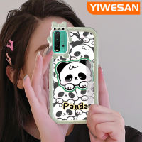 YIWESAN เคสสำหรับ Xiaomi Redmi 9T Redmi 9 Power เคสลายการ์ตูนน่ารักแพนด้าสีสันสดใสกล้องมอนสเตอร์ตัวน้อยกันกระแทกแบบใสนิ่มสำหรับเลนส์เคสมือถือป้องกันซิลิโคนเรียบง่ายปลอกความคิดสร้างสรรค์โปร่งใส