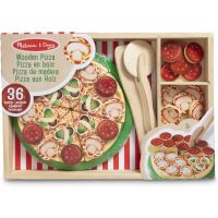 [ของแท้ USA] Melissa &amp; Doug รุ่น 167 Pizza Party ของเล่นพิซซ่า ไม้ล้วน 36 ชิ้นพร้อมกล่องไม้ อย่างดี ทนทาน ปลอดภัย