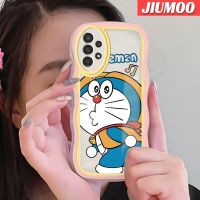 JIUMOO เคสปลอกสำหรับ Samsung กาแล็คซี่ A13 A04s 5G ลายการ์ตูนโดราเอมอนสีสันสดใสป้องกันเลนส์กล้องเคสโทรศัพท์แบบใสกรอบซิลิโคนกันกระแทก