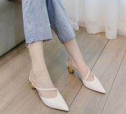 Guốc Nữ 5 Phân Giày Cao Gót 5 Phân Mũi Nhọn Mẫu Mới Thiết Kế Quai Chéo