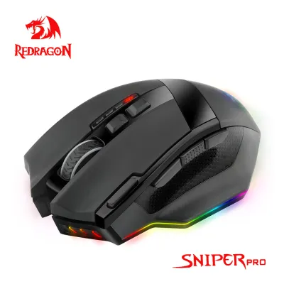 Redragon Sniper P RO M801P RGB USB 2.4กรัมเมาส์สำหรับเล่นเกมไร้สาย16400จุดต่อนิ้ว10ปุ่มโปรแกรมเหมาะกับการทำงานสำหรับนักเล่นเกมหนูแล็ปท็อปพีซี