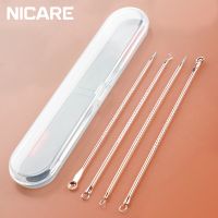 NICARE 4Pcs Stainless Steel Acne Removal Needles Pimple Blackhead Remover Face Cleaner Skin Care Beauty Treatment Pore Cleaner