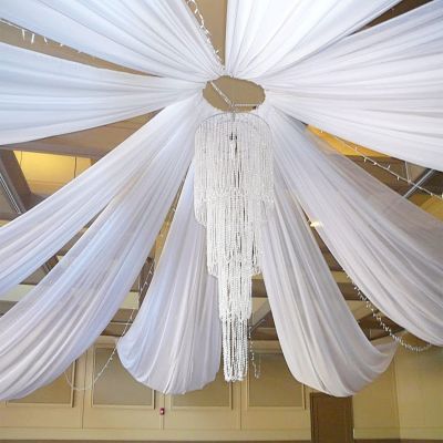 hotx【DT】 Wedding Ceiling Drapes Roof Canopy Arch Draping Fabric Gauze Curtain for Ceremony Hotel Decoration