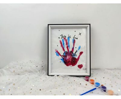 10นิ้วคู่รอยมือทารกชุดกรอบรูปโต๊ะมือและเท้าพิมพ์กราฟฟิตีภาพแขวนตามพิมพ์ลายปาล์ม
