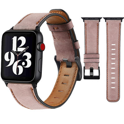 สายหนังสำหรับ Apple Watch Band 45Mm 41 44Mm 40Mm 42Mm 38Mm Retro Cow Watchband สำหรับ I Watch สร้อยข้อมือ Apple Watch Series 5 4 3 Se 6 7พร้อมเคส TPU