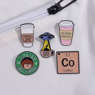 Mini Cartoon Coffee Tools Enamel Pins Cute Coffee Beans Fashion