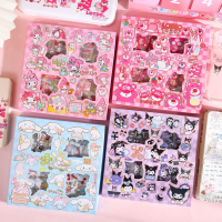 สติ๊กเกอร์น่ารัก Sanrio กล่องของขวัญสติ๊กเกอร์ลายการ์ตูนใส100แผ่นเครื่องเขียน DIY