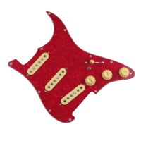 WK-Loaded Pickguard Pickups Guitar Alnico 5 Pickups SSS Single Coils Pickups /Yellow Pickup Covers Set