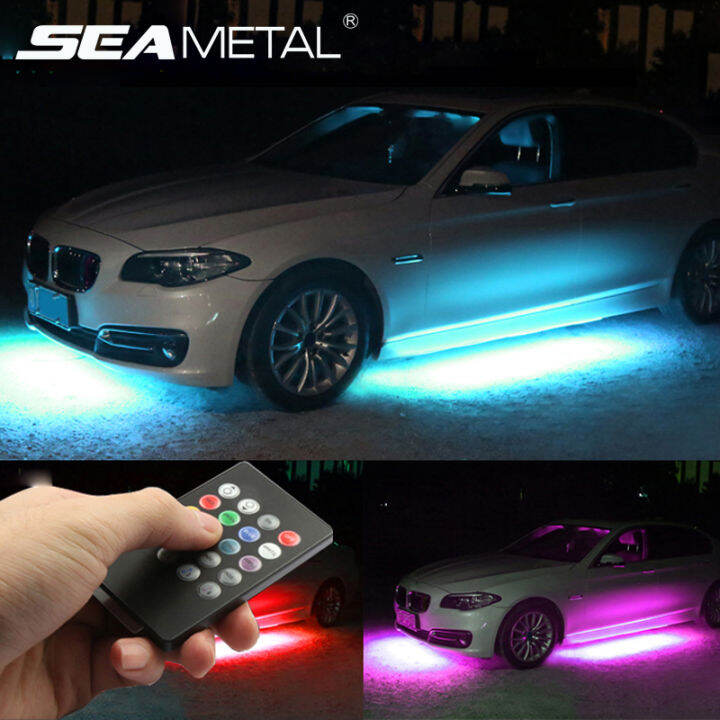 12V Under Car LED Lights Underglow Flexible Strip Lights RGB Decorative