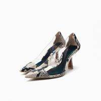 ZAs spring new womens shoes snake pattern za/raˉanimal print fashion all-match high heels