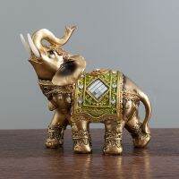 Resin Elephant Statue Ornament Home Decoration Accessories Retro Coppery Elephant Sculpture Figurine Crafts Desktop Home Decora