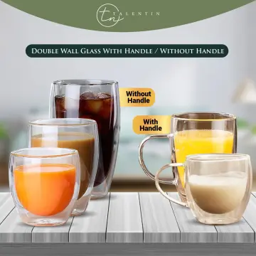 6 Pcs Heat Resistant Double Wall Glass Tea Cup Layer Clear Glass Teacup 50ml