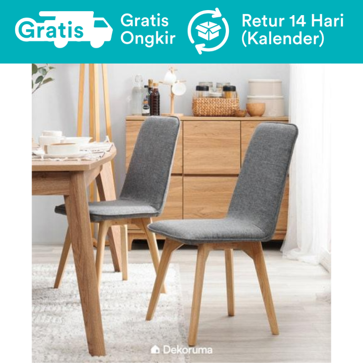 Dekoruma Riku Cafe Dining Chair Set 2 Kursi Makan Sofa Empuk Dari Kayu Lazada Indonesia