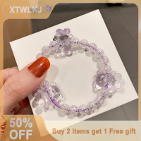 【XTWLKJ】 สร้อยข้อมือคริสตัลรูปหมีตัวน้อยน่ารักสำหรับผู้หญิงยางรัดผมแฟชั่นเกาหลีเครื่องประดับ