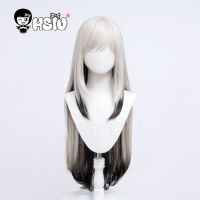 Mudrock cosplay Wig Arknights Cosplay HSIU Milky white gray gradient black brown long Fiber wig Free wig Cap Game Arknights wig