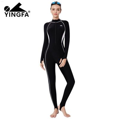 Yingfa ชุดว่ายน้ำสตรีแบบชิ้นเดียวสำหรับเต็มรูปแบบ,กางเกงขายาวชุดคุณแม่การดำน้ำตื้นสีชุดเล่นกระดานโต้คลื่น2023
