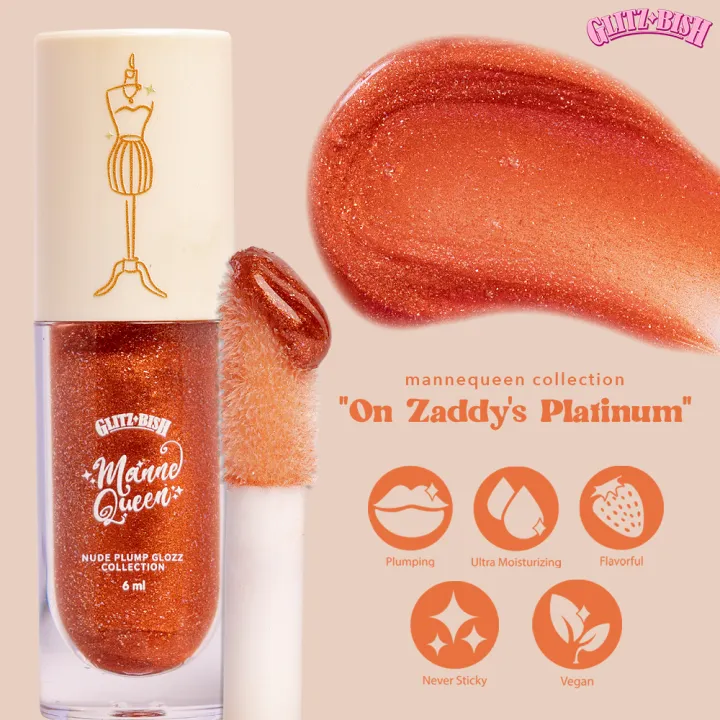 Glitz Bish Plump Glozz in "On Zaddy's Platinum" Lip Plumper Nude Lip