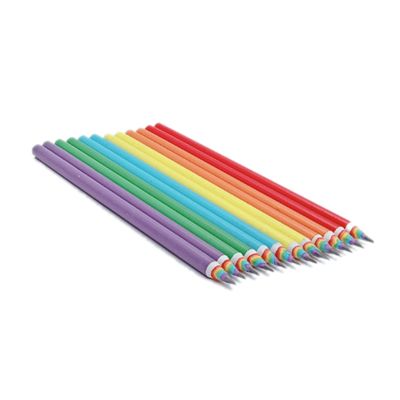 12Pcs Rainbow Paper Pencil Childrens Writing and Painting HB Professional Art Sketch Comic Stroke Pen