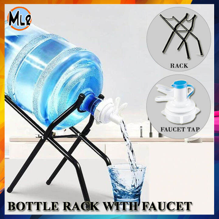 Water Bottle Dispenser Rack With Faucet Tap Metal Gallon Water Bottle ...