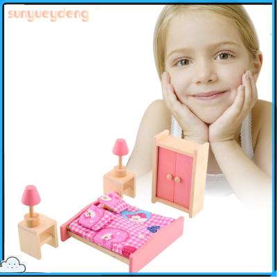 เฟอร์นิเจอร์สำหรับบ้านตุ๊กตาห้องน้ำขนาดเล็กตุ๊กตาไม้สำหรับเด็กของเล่น